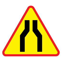 Znak drogowy A-12a zwężenie jezdni dwustronne - Ostrzegawczy drogowy 1050 mm