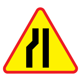 Znak drogowy A-12c Zwężenie jezdni lewostronne - ostrzegawczy drogowy 1050 mm