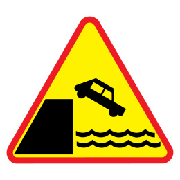 Znak A-27 Nabrzeże lub brzeg rzeki drogowy ostrzegawczy