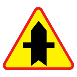 Znak drogowy A-6a skrzyżowanie z drogą podporządkowaną występującą po obu stronach 1050 mm