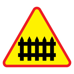 Znak A-9 ostrzegawczy informuję o przejezdzie kolejowym z zaporami