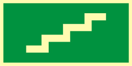Znak systemu LLL - Kierunek drogi ewakuacyjnej schodami w dół, 5x10 cm, folia