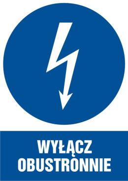 Znak elektryczny - Wyłącz obustronnie, 5,2x7,4 cm, folia