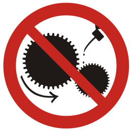 Zakaz smarowania urządzeń w ruchu, 10,5x10,5 cm, folia