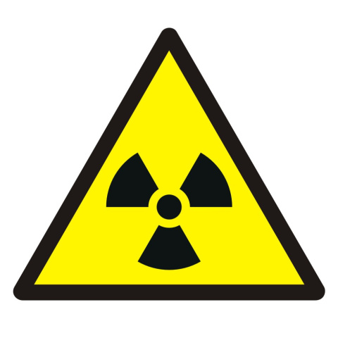Ostrzeżenie przed materiałem radioaktywnym lub promieniowaniem jonizującym, 66x66 cm, PCV 1 mm