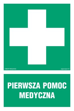 Znak AF003 Pierwsza pomoc medyczna, 150x225 mm, FN - Folia samoprzylepna