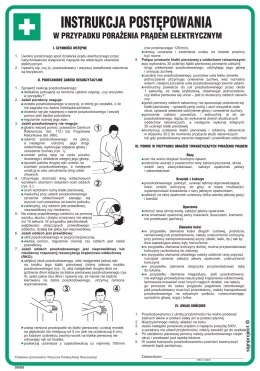 DD003 Instrukcja postępowania w wypadku porażenia prądem elektrycznym, 245x350 mm, FN - Folia samoprzylepna