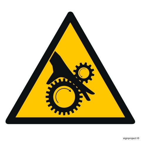 Znak GE016 Uwaga wirujące elementy, 200x200 mm, PN - Płyta 1 mm