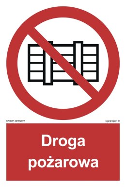 Znak BB001 Nie zastawiać - droga pożarowa, 250x370 mm, TS - Płyta TD fotoluminescencyjna