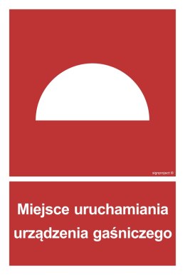 Znak BB003 Miejsce uruchamiania urządzenia gaśniczego, 250x370 mm, FN - Folia samoprzylepna