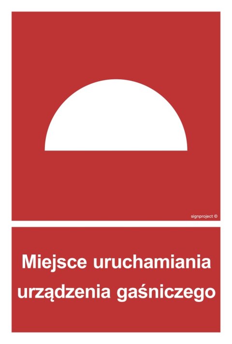 Znak BB003 Miejsce uruchamiania urządzenia gaśniczego, 250x370 mm, PS - Płyta 1 mm fotoluminescencyjna