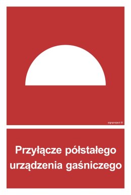 Znak BB004 Przyłącze półstałego urządzenia gaśniczego, 100x148 mm, FN - Folia samoprzylepna