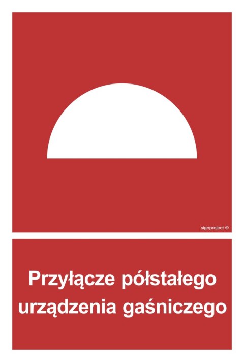 Znak BB004 Przyłącze półstałego urządzenia gaśniczego, 200x296 mm, PN - Płyta 1 mm