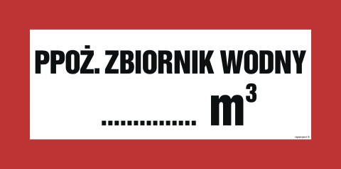 Znak BC140 Przeciwpożarowy zbiornik wodny ...... m3, 300x150 mm, PN - Płyta 1 mm