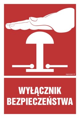 Znak BC142 Wyłącznik bezpieczeństwa, 100x150 mm, FN - Folia samoprzylepna