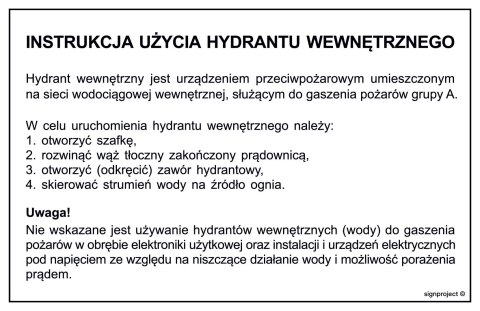 DB029 Instrukcja użycia hydrantu wewnętrznego, 200x130 mm, FN - Folia samoprzylepna