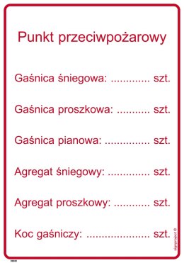 Znak DB031 Punkt przeciwpożarowy, 245x350 mm, FN - Folia samoprzylepna