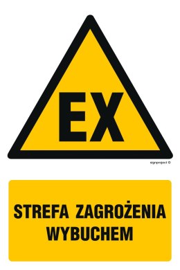 Znak GF080 Uwaga! Niebezpieczeństwo wybuchu Materiały wybuchowe, 250x375 mm, TS - Płyta TD fotoluminescencyjna