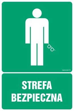 Znak GI011 Strefa bezpieczna, 500x750 mm, TS - Płyta TD fotoluminescencyjna