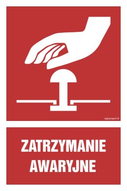 Znak GI012 Zatrzymanie awaryjne, 100x150 mm, PN - Płyta 1 mm