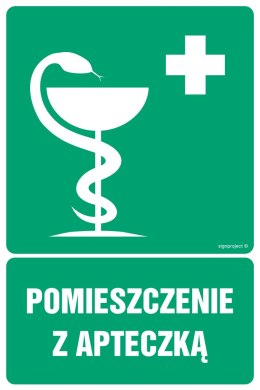 Znak GI013 Pomieszczenie z apteczką, 500x750 mm, FN - Folia samoprzylepna