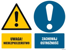 Znak GM017 Uwaga niebezpieczeństwo Zachowaj ostrożność, 100x75 mm, TS - Płyta TD fotoluminescencyjna