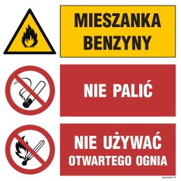 Znak GO004 Uwaga! Teren zagrożony Nieupoważnionym wstęp wzbroniony Wszyscy goście muszą zgłosić się w recepcji, 1050x1050 mm, FN