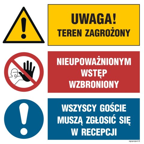 Znak GO005 Uwaga! Izolacja azbestowa Nie przeszkadzać Unikaj uszkodzenia, 150x150 mm, FS - Folia samoprzylepna fotoluminescencyj