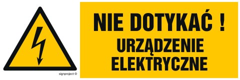 Znak HB001 Nie dotykać! Urządzenie elektryczne, 300x100 mm, FN - Folia samoprzylepna