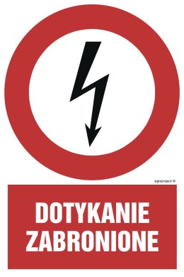 Znak HC008 Dotykanie zabronione, 350x525 mm, PN - Płyta 1 mm