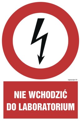 Znak HC012 Nie wchodzić do laboratorium, 250x375 mm, PN - Płyta 1 mm