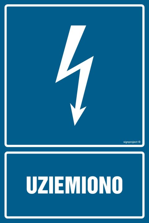 Znak HG003 Uziemiono, 200x300 mm, PN - Płyta 1 mm