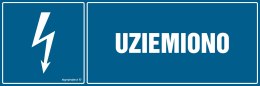 Znak HH003 Uziemiono, 150x50 mm, PN - Płyta 1 mm