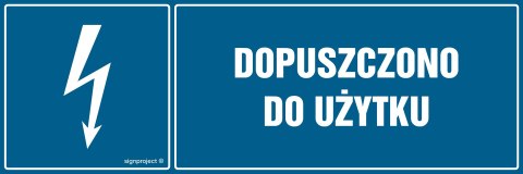 Znak HH017 Dopuszczono do użytku, 150x50 mm, FN - Folia samoprzylepna