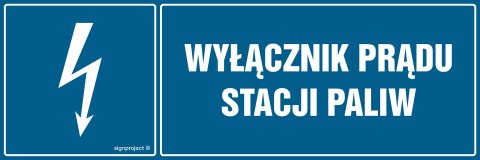 Znak HH020 Wyłącznik prądu stacji paliw, 200x67 mm, FN - Folia samoprzylepna