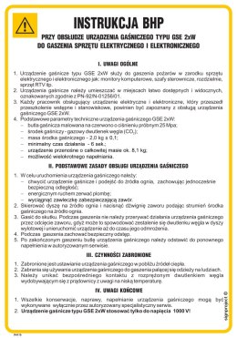 IAA16 Instrukcja BHP przy obsłudze urządzenia gaśniczego typu GSE-2xW do gaszenia sprzętu elektrycznego i elektronicznego, 