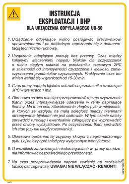 IAA23 Instrukcja eksploatacji i BHP dla urządzenia odpylającego UO-52, 245x350 mm, PN - Płyta 1 mm