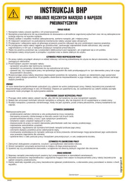 IAA44 Instrukcja BHP przy obsłudze ręcznych narzędzi o napędzie pneumatycznym, 245x350 mm, PN - Płyta 1 mm