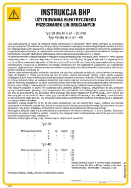 IAC07 Instrukcja BHP użytkowania elektrycznego przecinarek lin drucianych, 245x350 mm, FN - Folia samoprzylepna