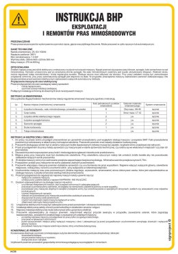 IAC08 Instrukcja BHP eksploatacji i remontów pras mimośrodowych, 245x350 mm, FN - Folia samoprzylepna