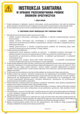 IAG25 Instrukcja sanitarna w sprawie przechowywania próbek środków spożywczych, 245x350 mm, PN - Płyta 1 mm