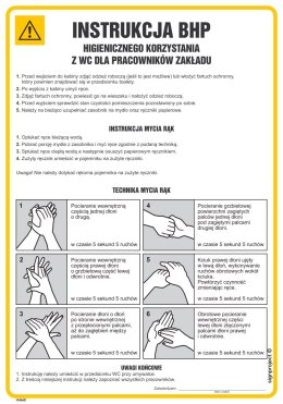 IAG60 Instrukcja BHP higienicznego korzystania z wc dla pracowników zakładu, 245x350 mm, PN - Płyta 1 mm