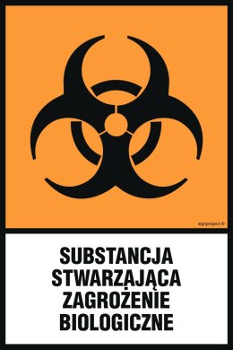 Znak LB009 Substancja stwarzająca zagrożenie biologiczne, 75x100 mm, FN - Folia samoprzylepna