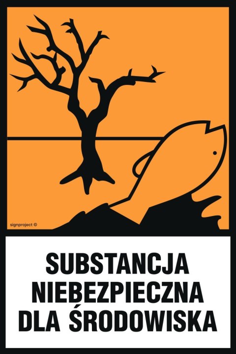 Znak LB010 Substancja niebezpieczna dla środowiska, 200x300 mm, FN - Folia samoprzylepna