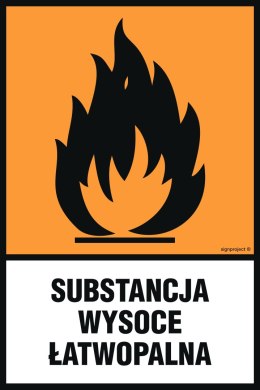 Znak LB012 Substancja wysoce łatwopalna, 75x100 mm, FN - Folia samoprzylepna