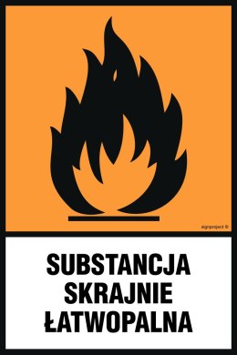 Znak LB013 Substancja skrajnie łatwopalna, 250x375 mm, PN - Płyta 1 mm