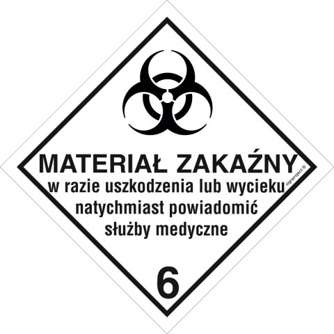 Znak MB019 Materiały zakaźne, 400x400 mm, FN - Folia samoprzylepna