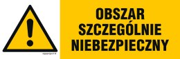 Znak NA003 Obszar szczególnie niebezpieczny, 600x200 mm, PN - Płyta 1 mm