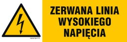 Znak NA004 Zerwana linia wysokiego napięcia, 600x200 mm, FN - Folia samoprzylepna