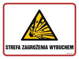 Znak NB008 Strefa zagrożenia wybuchem, 200x150 mm, PN - Płyta 1 mm